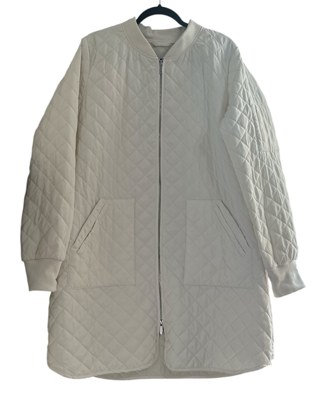 Women’s Zella Longline Water Resistant Quilted Bomber Jacket in Black 2X